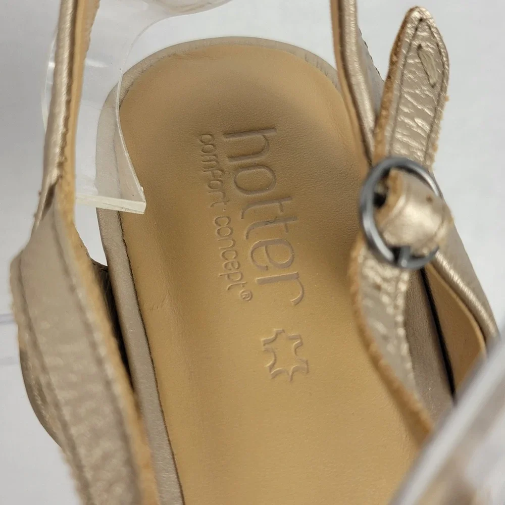 Hotter Comfort Concept Hallie Gold Floral Wedge Sandal Womens 11 Summer Metallic